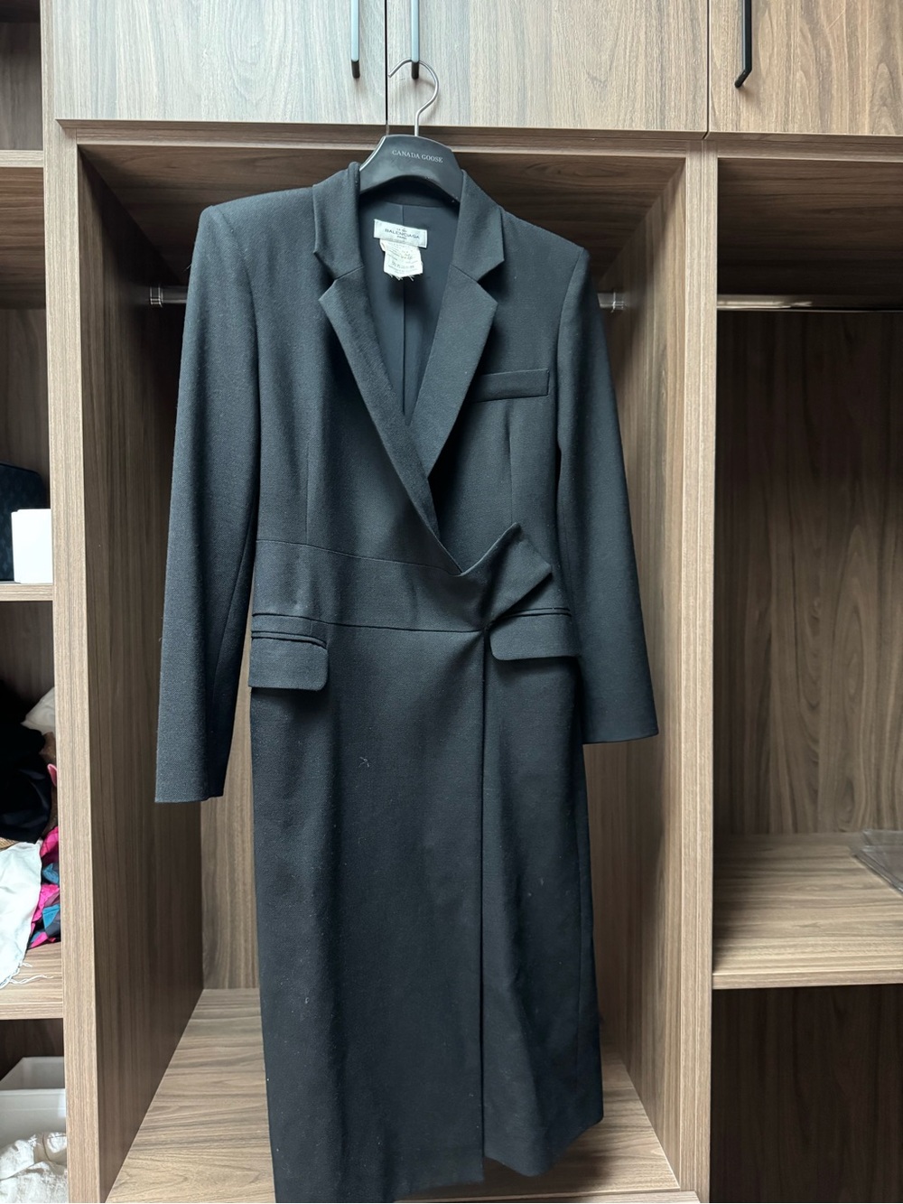 Balenciaga Black Tailored Wrap-Front Midi Dress Coat